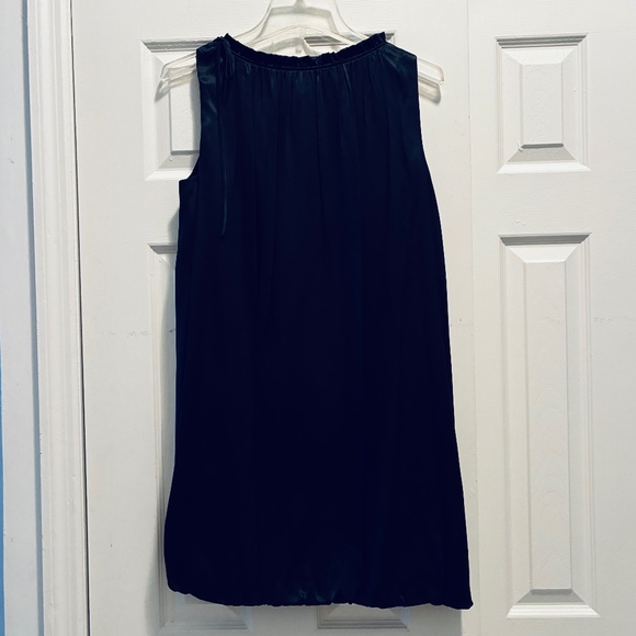 Shiny Black Silk Sleeveless Shift Dress - Picture 3 of 6